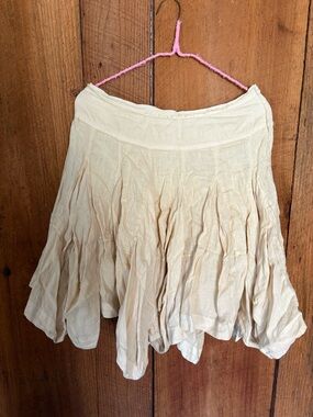 Anthropologie Cream Tiered Cotton Skirt